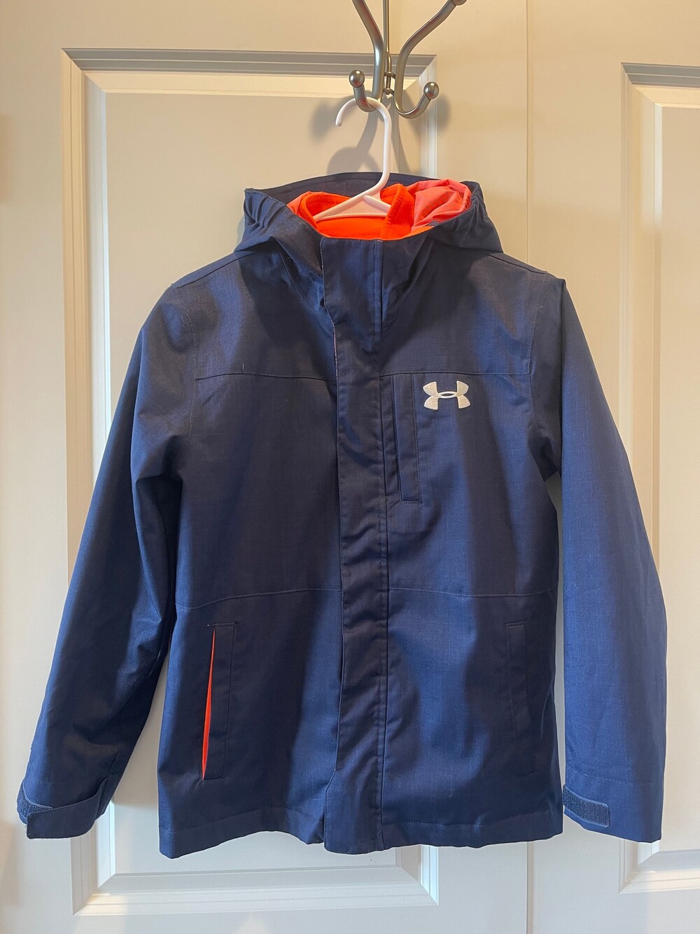 Under Armour Boys Youth Medium 3-in-1 ColdGear Infrared Storm Jacket Navy Orange